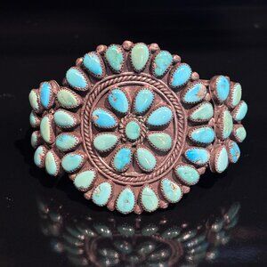 VINTAGE NATIVE AMERICAN BOHO TURQUOISE & SILVER CUFF